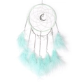 Atrapasueños hecho a mano verde menta y blanco con colgante de luna y plumas suaves - Estilo Original / Verde