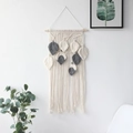Arazzo da parete boho intrecciato a mano con foglie in cotone crema e grigio - 40*75CM / Grigio
