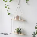 Bohemian two-tier hanging wood shelf with handmade woven ropes for home decor - 2-Tier Style 1