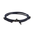Bracciale in corda intrecciata blu scuro con chiusura a forma di delfino in metallo nero - Cordino Blu Navy Delfino Nero