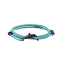 Bracciale intrecciato a doppio filo verde acqua con gancio a delfino nero opaco - Cordino Celeste Delfino Nero