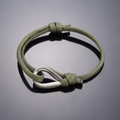 Minimalist army green paracord bracelet with a polished silver stainless steel shackle - Army Green