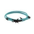 Bracciale a squalo verde acqua con cordino milanese intrecciato e chiusura in metallo - Cordino Celeste Squalo Nero