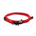 Bracciale in corda intrecciata rossa con ciondolo a squalo nero opaco e stile sportivo - Cordino Rosso Squalo Nero