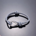 Gray and blue braided nautical paracord bracelet with polished stainless steel clasp - Grey Blue Marbling