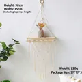 Bohemian handmade macrame wall shelf with cotton rope and wood board 92x35cm size - Wooden Stick Tassel Style