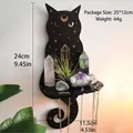 Mensola da muro a forma di gatto con luna e stelle per cristalli e gioielli, 24 cm - Gatto