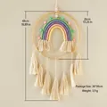 Handwoven bohemian rainbow wall hanging with colorful cotton tassels and wooden rings - 48*26cm / Tassel Rainbow