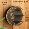 Minimalist moon shaped wooden wall shelf in black finish with celestial face design - m01376 / Black