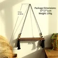 Bohemian dark wood shelf with black macrame rope and tassels for wall decoration - Black Macrame Style (M01310)