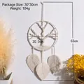 Close-up of bohemian tree of life wall hanging with leaf tassels measuring 20.5x52cm - Leaf Life Tree Style