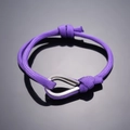 Adjustable purple braided paracord bracelet with a polished silver teardrop metal buckle - Purple