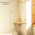 Mensola sospesa bohémien con perline di legno, tavola triangolare e decorazione nappe - Stile Perla di Legno a Strato Singolo