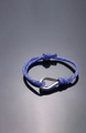 Blue braided rope bracelet with red and white accents and silver steel U-shaped buckle - Blue Red White Texture