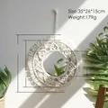 Specchio da parete boho intrecciato a mano con frange in cotone per decorazione casa - Forma Floreale (Specchio Forma Floreale) / Bianco Sporco