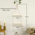 Mensola da parete in macramè boho con doppio ripiano in legno e corda di cotone - Stile a Doppio Strato con Bastone in Legno