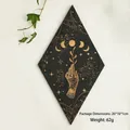 Detail showing diamond wooden wall plaque with gold celestial patterns and moon phases - Style A