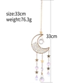 Atrapasol de luna dorada con cristales y estrellas, largo 33cm, peso 76,3g - Blanco