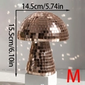 Mittelgroßer Roségold-Disco-Pilz mit Spiegelkacheln auf weißem Sockel, Größe 15,5 cm - Roségold Groß (bs1577)