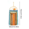 Handmade sunrise macrame wall hanging with orange sun and colorful cotton tassels - Midday Style (Style B)