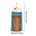 Sunrise macrame wall hanging in orange and blue tones with fringe, size 25x70 cm - Sunset Style (Style C)