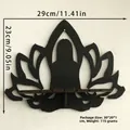 Detail van de zwarte lotus houten wandplank, 29x23cm met lasergesneden hol ontwerp - 22.5*33cm / Wandgemonteerde Decoratieve Lotus Yoga Silhouet (ms8421)