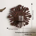 Detail of sun-shaped wooden wall planter with clear test tube for hydroponic plants - Sun Style (ms8612) / With Test Tube