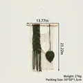 Arazzo bohémien fatto a mano in cotone crema e verde con nappe a foglia, peso 276 grammi - Foglia Verde Scuro (d7939)