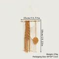 Decorazione da parete boho in corda di cotone bianco e caramello con design a foglia - Foglia Ocra (m01850)