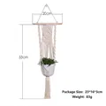 Handmade bohemian white cotton macrame plant hanger with 20cm wood bar and 53cm length - Style A m0335