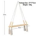 Handmade double-layer wood bead floating shelf with cotton tassels for wall decor - Single Layer Style (m0742)