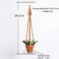 Handmade woven cotton rope plant hanger in off-white with 29.52 inch total length - Style E m01835