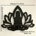 Zwarte houten lotus meditatie wandplank decoratie 29x23cm voor yoga studio huis - Yoga Meditatie Silhouet Stijl (ms8421)