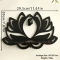 Zwarte lotusbloem houten wandplank met ruwe stenen hanger voor wanddecoratie - Lotus Plank met Hanger (ms8477)