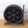 Dunkelbraunes Blume des Lebens Holzregal für Kristalle mit 20cm Geometrie-Design - Ms8407 / 24 X 205 Cm
