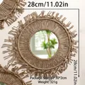 Dettaglio di uno specchio rotondo boho da 28 cm con frangia in iuta fatta a mano - Medio (ms8335)