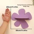 Detaillierte Maße des lila blumenförmigen Wandregals aus Holz für die Dekoration - 30x29cm / Rosa