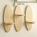 Tre mensole ovali in legno massiccio di pino con venature naturali per decoro moderno - Set di 3 (ms1000)