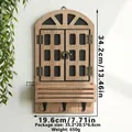 Wandregal aus Holz im Landhausstil mit 3 Haken und Ablage in Naturholzoptik - Naturholzfarbe