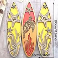 Macro detail of three surfboard-shaped wooden wall art pieces with laser-cut sea turtle motifs - Ocean Life Style-Turtle Sea Star Coral (ms10802)