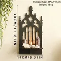 Mensola a muro gotica in legno nero con design ad arco a sesto acuto e motivi a croce - Stile Arco a Sesto Acuto Traforato (ms9270)