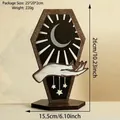 Details des gotischen Sarg-Dekors aus Holz mit Mond, Sternen und Handgravur - Mond und Sterne Muster (BS4328)