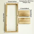 Detailed dimensions of the wall-mounted wooden frame and shelves for home decor - Natural Wood Color (ms11076)