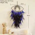 Acchiappasogni Occhio del male con piume blu, largo 33 cm e lungo 60 cm, per decorazioni - Stile Blu Nero (D7943)