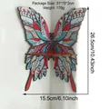 Nahaufnahme der Schmetterling-Eckablage aus Holz mit bunt bemalten geometrischen Texturen - Bunter Schmetterlingsstil (ms10813)