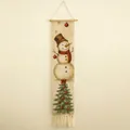 Dettaglio dell'arazzo bohémien con pupazzo di neve di Natale con nappe e asta di legno - Motivo Pupazzo di Neve (M03087)