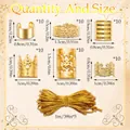 65-piece gold dreadlock jewelry set with crown rings, hair cuffs and metallic cords - Gold