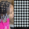 60er Set bunte Acryl-Dreadlock-Perlen mit Einfädelhilfe für kreative Frisur-Dekorationen - AB Weiß