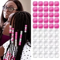 Set di 50 perline per capelli colorate a foro largo in rosa e trasparente per trecce - Rosa trasparente