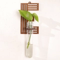 Letter E shape wooden wall planter with clear glass test tube for hydroponic plants - Letter E Style (ms8502)
